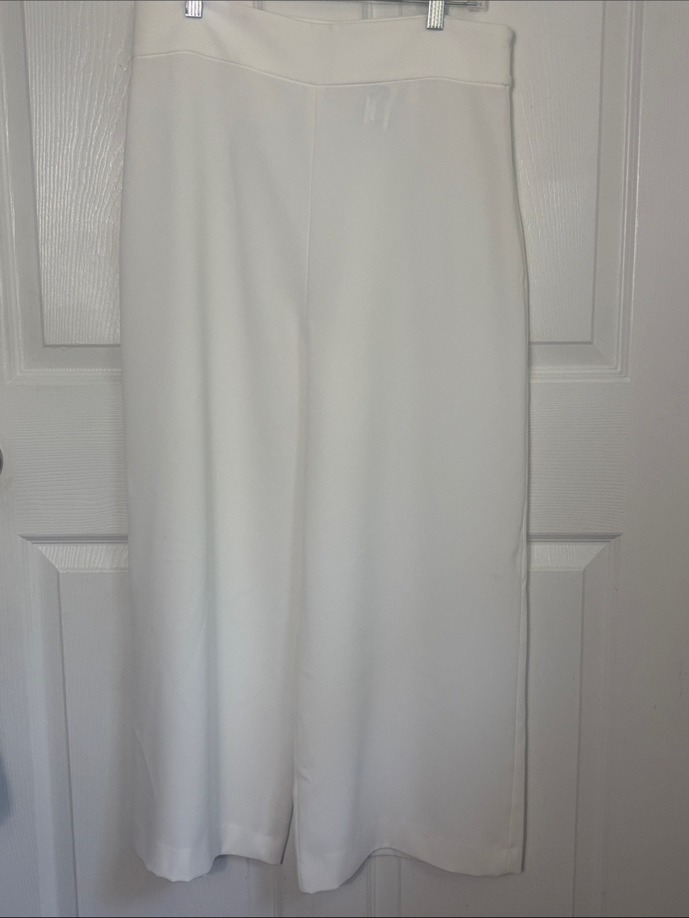 ZARA White High Rise Extra Wide Leg Crop Pants Size Large